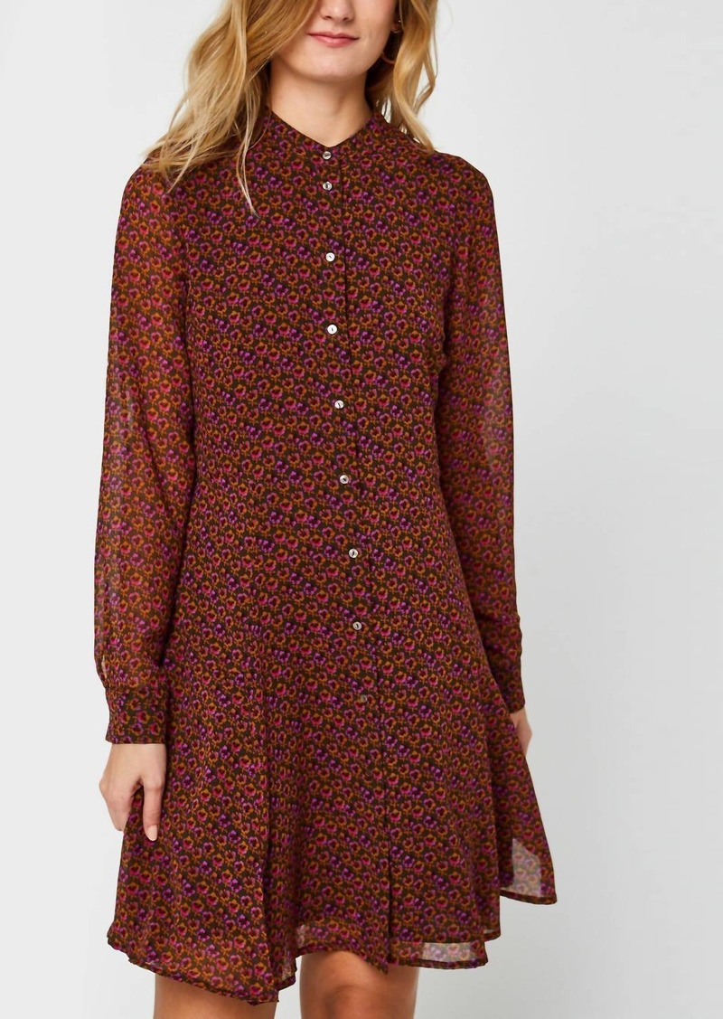 Scotch & Soda Drapey Print Dress In Brown