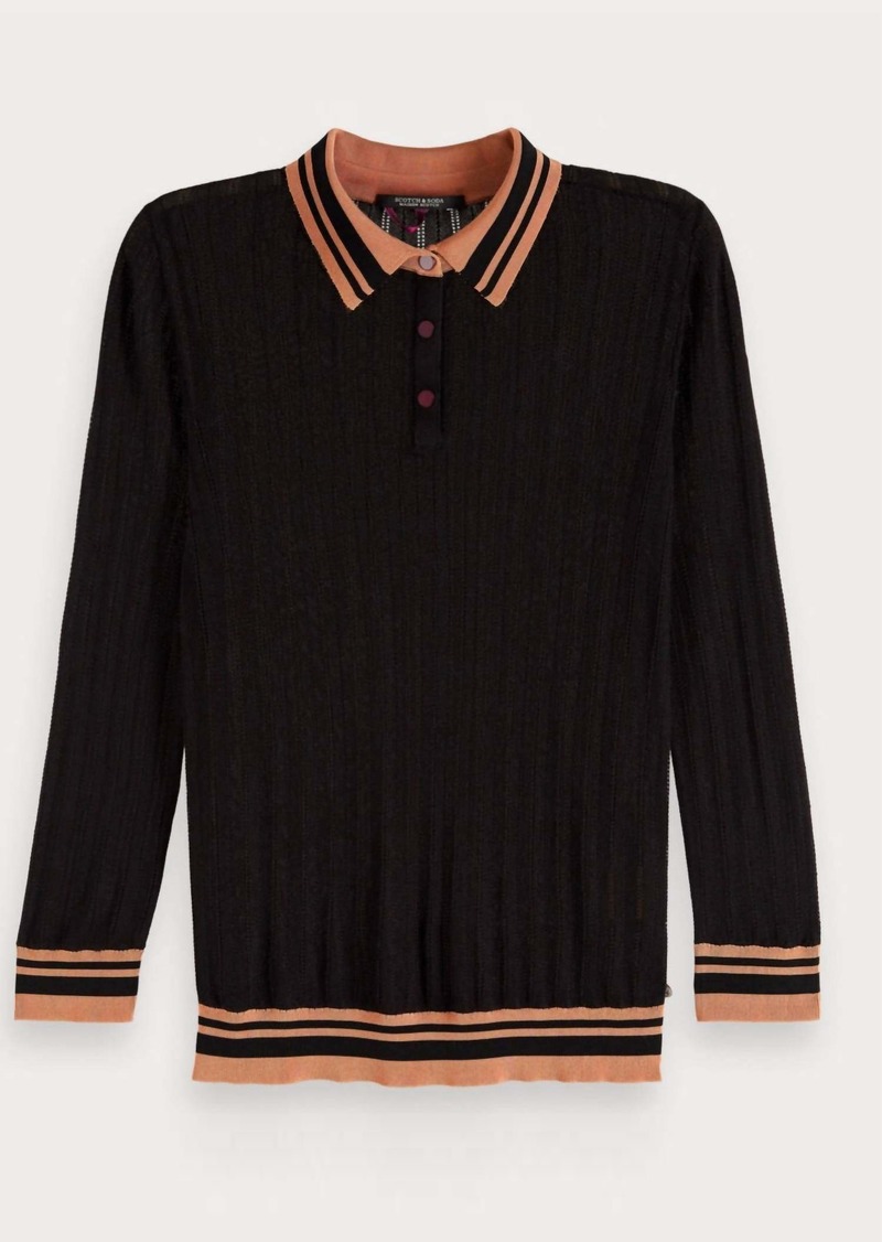 Scotch & Soda Knitted Polo In Black
