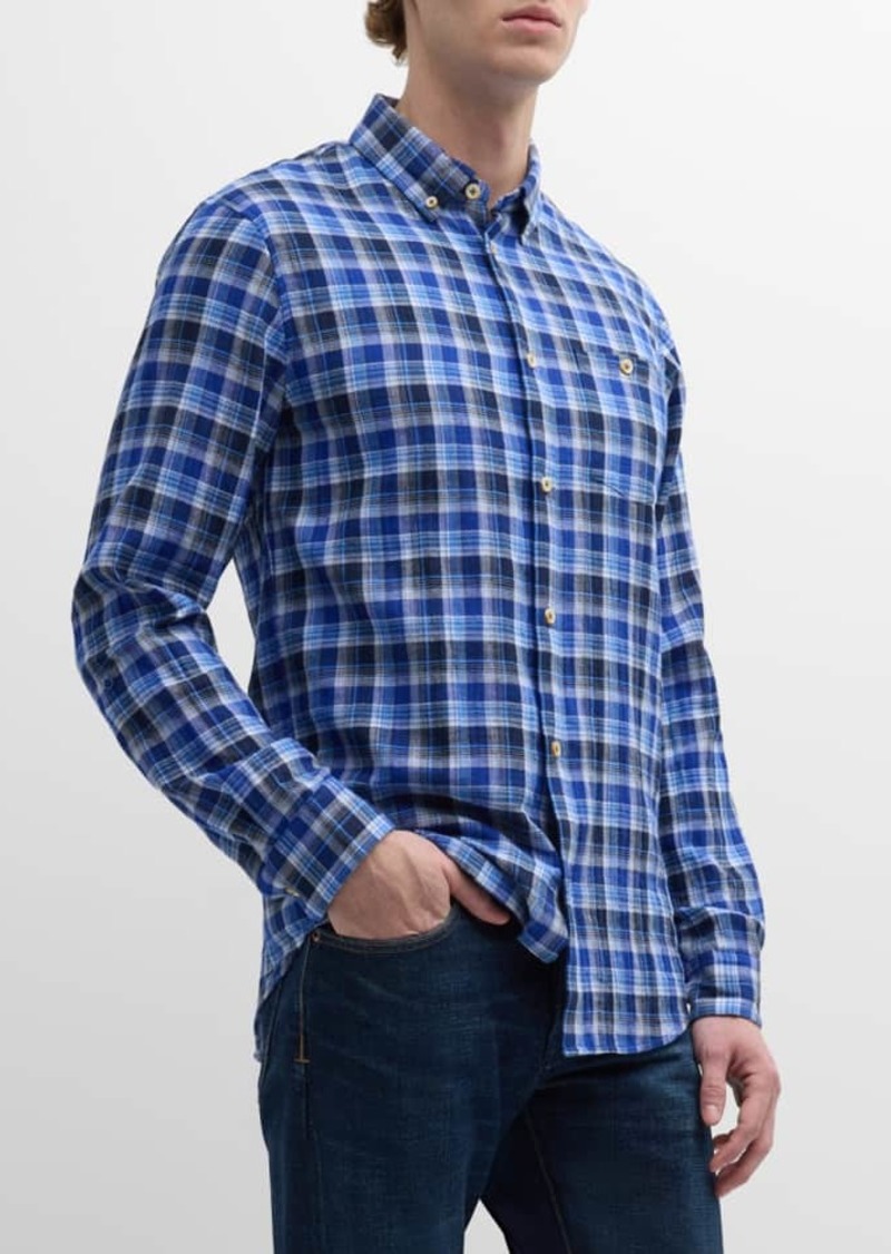 Scotch & Soda Men's Double-Face Plaid Button-Down Shirt
