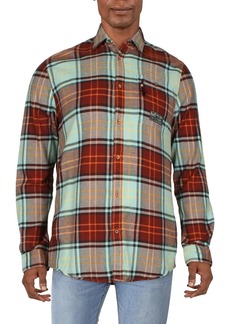 Scotch & Soda Mens Flannel Plaid Button-Down Shirt