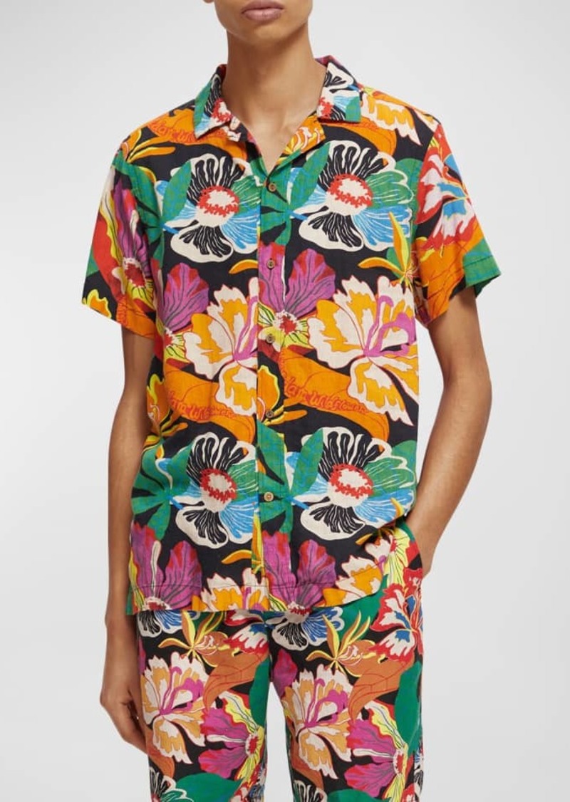 Scotch & Soda Men's Floral Linen-Blend Camp Shirt