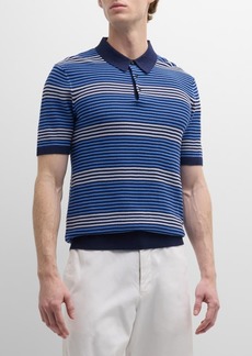 Scotch & Soda Men's Structured Stripe Knit Polo Shirt