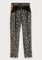 Scotch & Soda Printed Woven Color Block Pants In Black