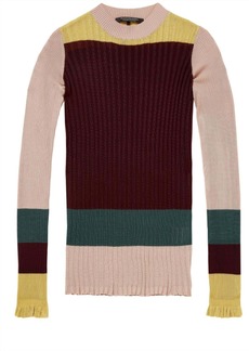 Scotch & Soda Rib Knit Color Block Sweater In Multi