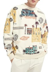 Scotch & Soda Allover Graphic Sweatshirt in Ivory at Nordstrom