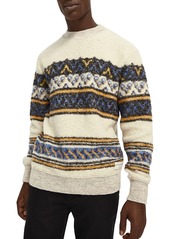 Scotch & Soda Boucl� Geo Stripe Jacquard Regular Fit Crewneck Sweater 