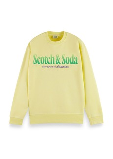 Scotch & Soda Cotton Garment Dyed Logo Print Regular Fit Crewneck Sweatshirt 