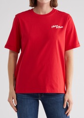 Scotch & Soda Embroidered Artwork Relax Fit Cotton T-Shirt in Lipstick Red at Nordstrom Rack