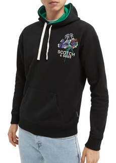 Scotch & Soda Embroidered Patch Organic Cotton Blend Hoodie in Black at Nordstrom