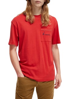 Scotch & Soda Embroidered Pocket Relaxed Fit T-Shirt in Medium Red at Nordstrom Rack