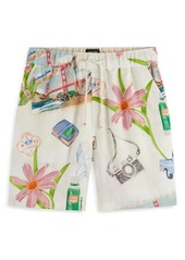 Scotch & Soda Fave Travel Print Drawstring Shorts