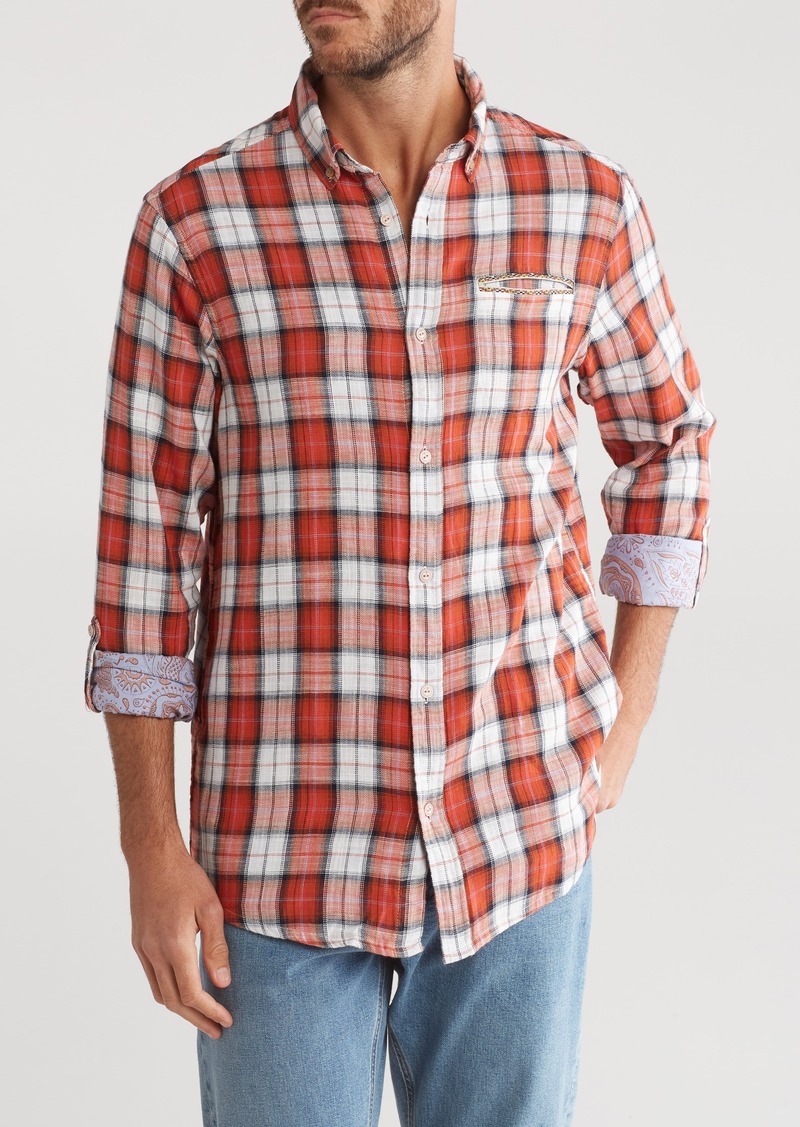 Scotch & Soda Flannel Check Button Down Shirt in Medium Red at Nordstrom Rack