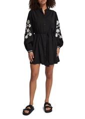 Scotch & Soda Floral Embroidered Long Sleeve Dress in Evening Black at Nordstrom Rack