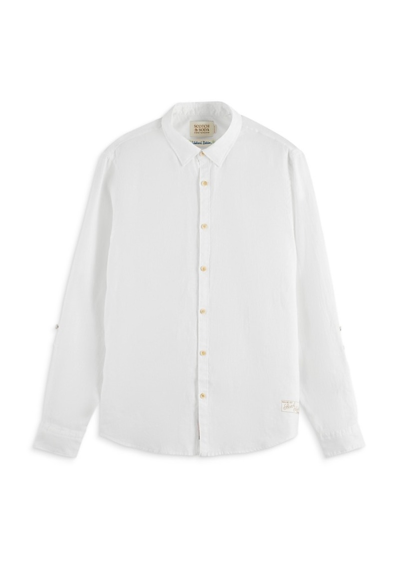 Scotch & Soda Linen Long Sleeve Shirt with Roll Up Sleeves