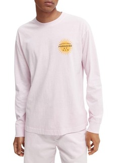 Scotch & Soda Long Sleeve Organic Cotton Graphic Tee in Pink at Nordstrom
