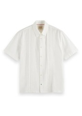 Scotch & Soda Pintuck Detail Short Sleeve Button-Up Shirt