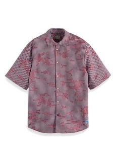 Scotch & Soda Relaxed Fit Burnout Check Short Sleeve Button-Up Shirt