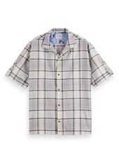 Scotch & Soda Short Sleeve Organic Cotton & Linen Button-Up Camp Shirt