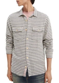 Scotch & Soda Textured Stripe Organic Cotton Overshirt in 0218-Combo B at Nordstrom