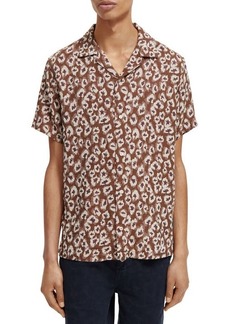 Scotch & Soda Trim Fit Abstract Floral Short Sleeve Button-Up Shirt