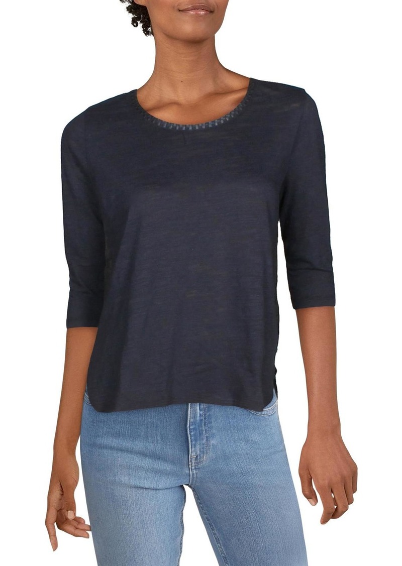Scotch & Soda Womens Embroidered Trim Colorblock Jersey Top