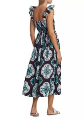 Sea Aveline Tie-Dye Smocked Midi-Dress