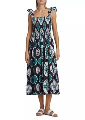 Sea Aveline Tie-Dye Smocked Midi-Dress