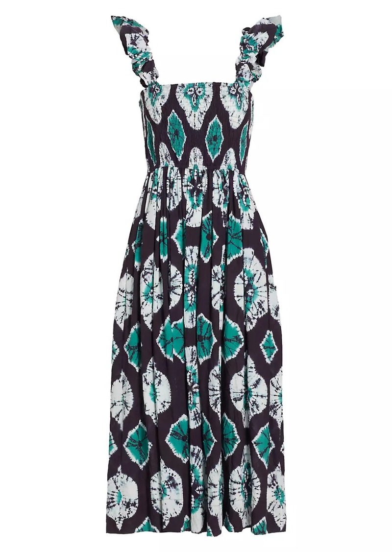 Sea Aveline Tie-Dye Smocked Midi-Dress