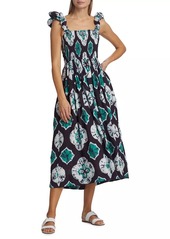 Sea Aveline Tie-Dye Smocked Midi-Dress