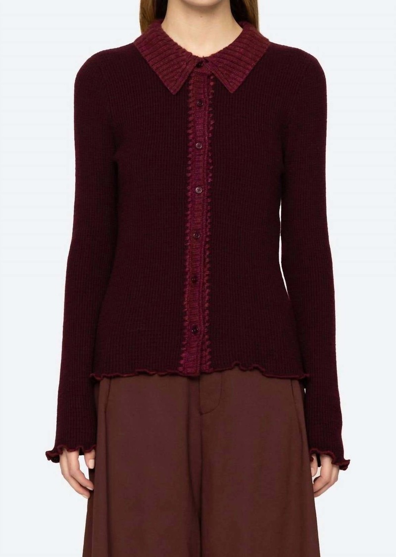 Sea Clare Thermal Knit Cardigan In Burgundy