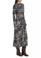 Sea Floral Long-Sleeve Maxi Dress