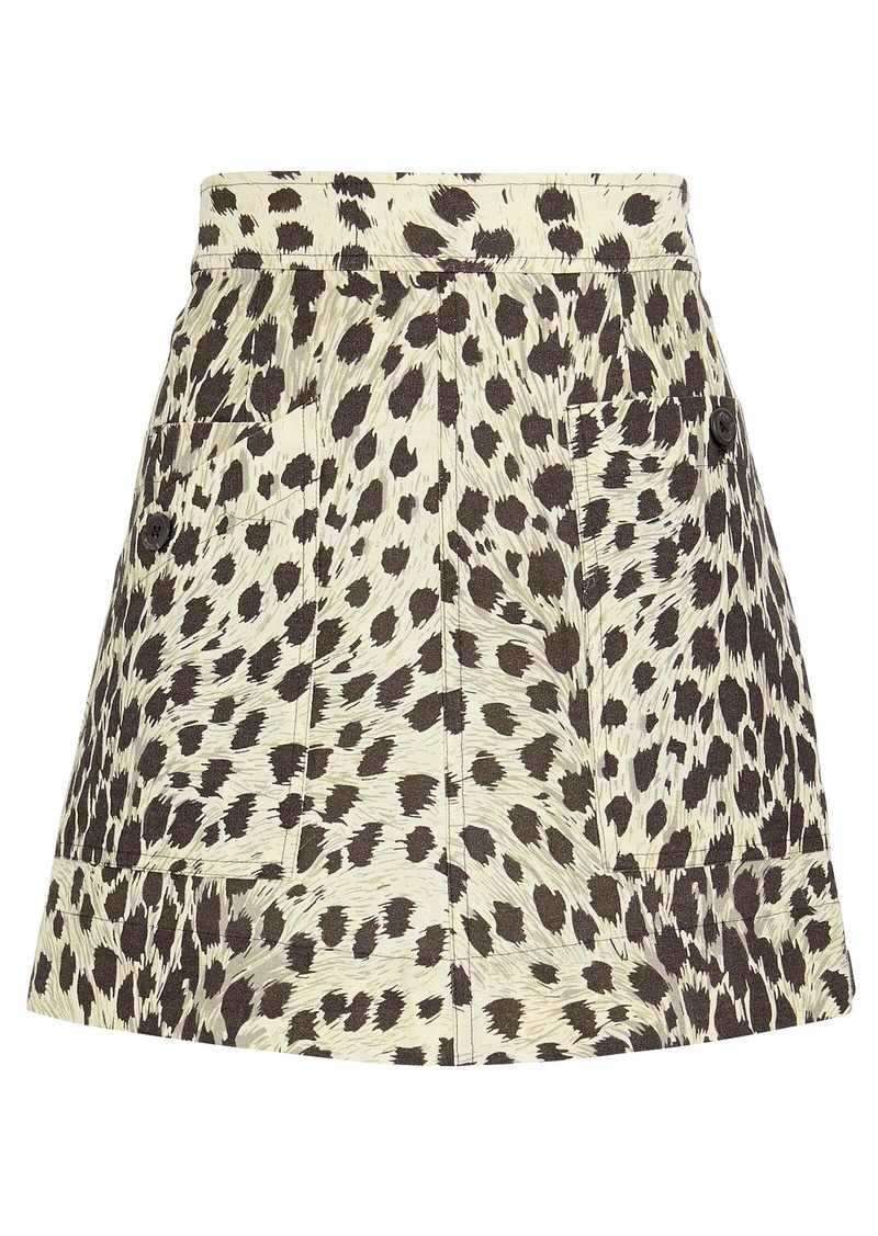 Leopard Print Cotton Mini Skirt