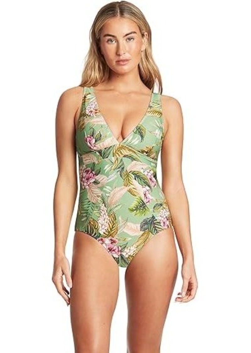 Sea Lost Paradise Panel Line One-Piece