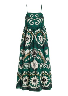 Sea - Charlough Embroidered Cotton Midi Dress - Green - M - Moda Operandi
