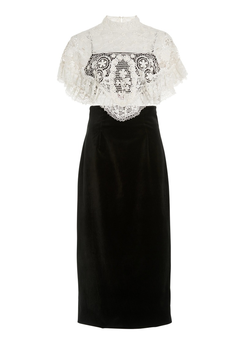 Sea - Crochet-Paneled Cotton Midi Dress - Black - US 12 - Moda Operandi