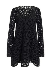 Sea - Dana Embroidered Velvet Eyelet Mini Dress - Black - US 4 - Moda Operandi