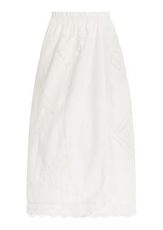 Sea - Edith Cotton And Linen-Blend Midi Skirt - White - L - Moda Operandi