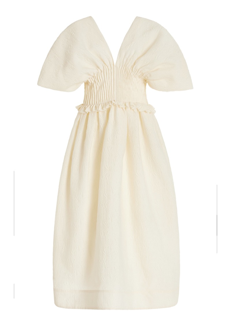 Sea - Elegi Pleated Jacquard Maxi Dress - White - US 10 - Moda Operandi