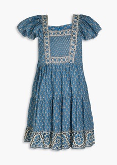 SEA - Fernanda pintucked floral-print cotton mini dress - Blue - L