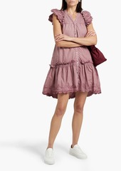 SEA - Heidi ruffled embroidered cotton mini dress - Purple - XS