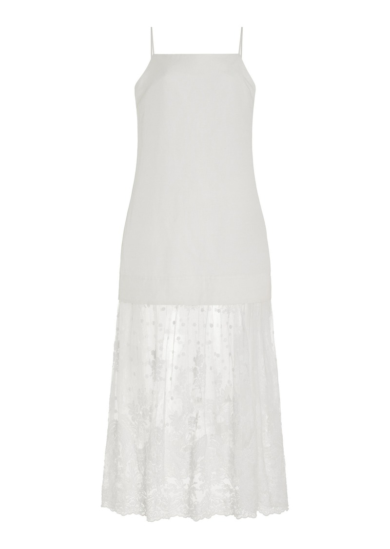 Sea - Lara Lace-Detailed Linen-Blend Maxi Dress - White - US 10 - Moda Operandi