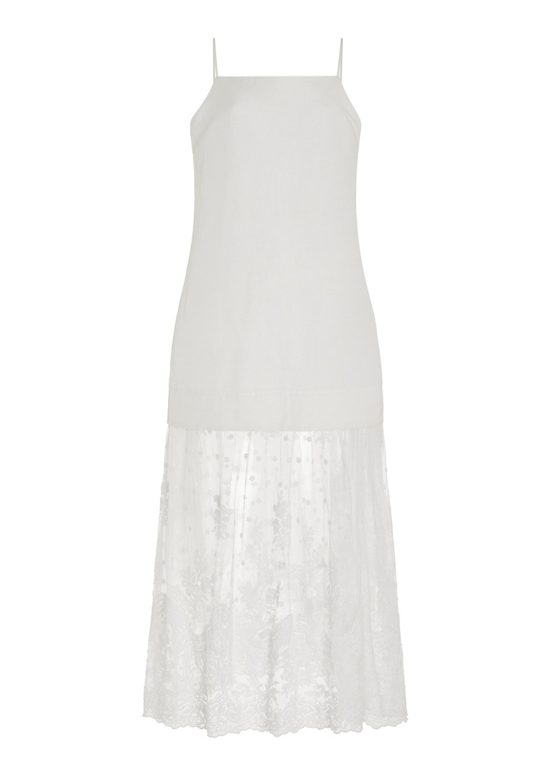 Sea - Lara Lace-Detailed Linen-Blend Maxi Dress - White - US 14 - Moda Operandi