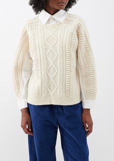 Sea - Leni Panelled Cable-knit Wool And Cotton Sweater - Womens - Cream