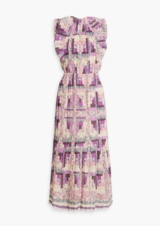 SEA - Naya pleated printed woven maxi dress - Purple - S