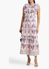 SEA - Naya pleated printed woven maxi dress - Purple - XXS