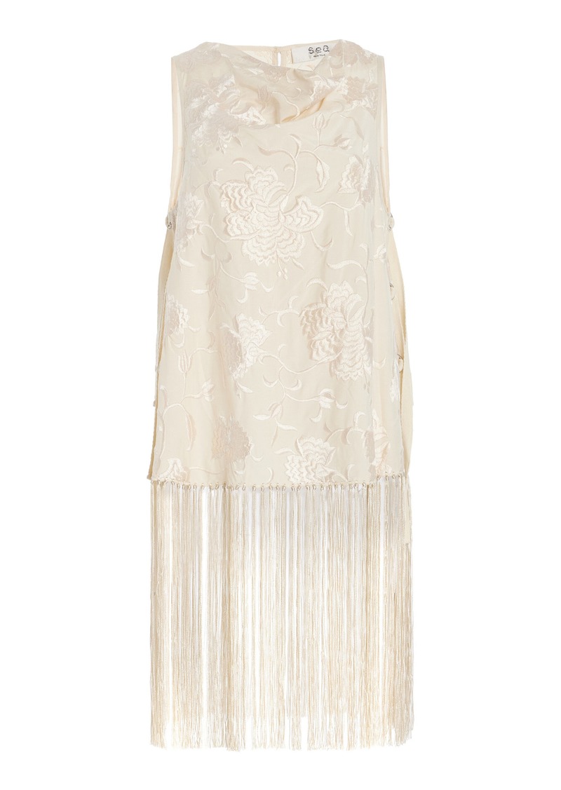 Sea - Priscilla Fringed Embroidered Top - White - M - Moda Operandi