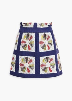 SEA - Pippin quilted floral-print cotton mini skirt - Blue - XXS