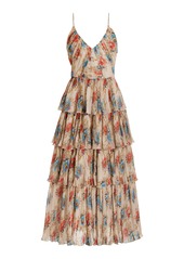 Sea - Roanne Tiered Floral-Plisse Midi Dress - Green - US 2 - Moda Operandi