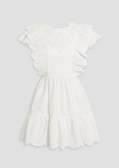 SEA - Ruffled cutout broderie anglaise cotton mini dress - White - XXS