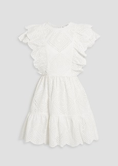 SEA - Ruffled cutout broderie anglaise cotton mini dress - White - M